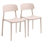 Lot de deux chaises en polypropylne rose - oviala