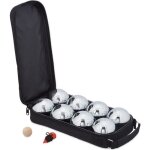 Relaxdays lot de 8 boules de pétanque métalliques avec cochonnet et mètre sacoche jeu en extérieur argenté ... Relaxdays lot de 8 boules de pétanque métalliques avec cochonnet et mètre sacoche jeu en extérieur argenté ...