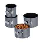 Relaxdays lot de 4 moules  charnire 12 / 14 / 16 / 18 cm de diamtre acier au carbone antiadhsifs ...