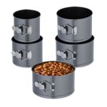 Relaxdays lot de 5 moules  charnire 12 / 14 / 16 / 18 / 20 cm de diamtre acier antiadhsifs plats ...