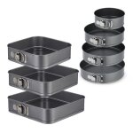 Relaxdays lot de 7 moules � charni�re ronds & carr�s 18 - 28 cm acier inoxydable rev�tement antiadh�sif ...