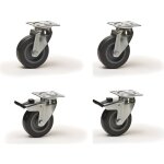Lot de 4 roulettes pivotantes et pivotantes � frein caoutchouc thermoplastique gris 50 mm - 120 kg