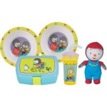 Lot vaisselle - fun house - tchoupi - 2 assiettes creuses � 16 cm bo�te � go�ter gourde paille et peluche ...