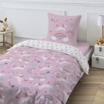 Parure de lit enfant r�versible licorne 140x200cm
