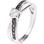 Bague solitaire - lova lola van der keen - argent massif 925 - oxyde de zirconium noir et blanc - 4. ...