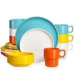 Lovecasa s�rie sweet kds - 15 service complet de table 16 pi�ces bord deboutempilableen porcelaine pour ...