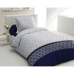Lovely home parure de couette coton rainbow - bleu marine - 140x200 cm