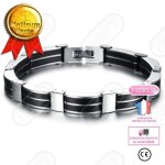 Lsc® bijoux nouveau mode hommes bracelet véritable silicone bangle titane acier boyfriend cadeau Lsc® bijoux nouveau mode hommes bracelet véritable silicone bangle titane acier boyfriend cadeau