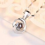 Lsc collier en argent pour femme motif spirale bijoux en argent zircon collier pendentif cadeau danniversaire ...