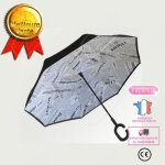 Lsc parapluie double couche renverse poigne courbe voyage voiture toutes saisons coupe vent pliant ...