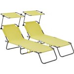 Lt de 2 bains de soleil pliable lazy - avec pare soleil - jaune
