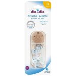 Luc et l�a attache sucette bouton bois