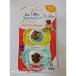 Luc et la sucette physiologique petit ours brun + 0m lot de 2