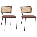 Luciano - lot de 2 chaises - en tissu bouclette - marron