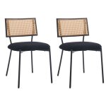 Luciano - lot de 2 chaises - en tissu bouclette - noir