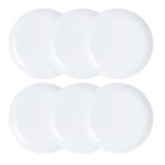 Assiettes plates - luminarc - diwali - verre opale - lot de 6 - 25 cm - blanc