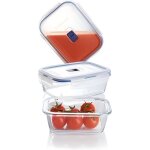 Luminarc set de 3 boites rectangles + couvercles pure box active transparent et bleu