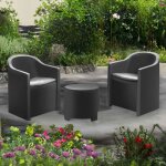 Salon de jardin - luna - ensemble 2 fauteuils + table basse - r�sine - coussins inclus - design �l�gant ...