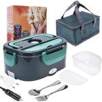 Lunch box chauffante �lectrique pour voiture camion bureau travail 220v + 12v acier inoxydable 1. 5l ...