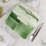 Lunch box enfant adulte botes bento avec 3 compartiments baguettes couverts en acier inoxydable bote ...