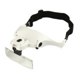 Lunettes loupe - oem - r�glables - 2 lampes led - 5 lentilles rempla�ables - blanc