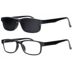 Lunettes loupe solaire - new time - lunettes de lecture solaires clipsables noires rectangles kyna - ...