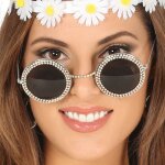 Lunettes rondes avec diamants blanc