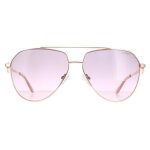 Lunettes de soleil - guess - gf6140 28t - or rose brillant - bordeaux gradient - aviator