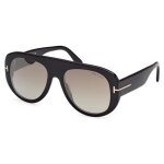 Lunettes de soleil homme tom ford cecil ft 1078 - aviator - shiny black / brown - brun - cat�gorie 3
