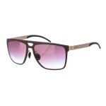 Lunettes de soleil rectangulaires en actate m7008 pour homme - marron - or