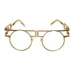 Lunettes vue homme steampunk rond round money luxury dor or gold mtal
