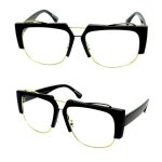 Lunettes de vue noir carr� homme femme flow swag streatwear or bling xxl