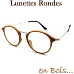 Lunettes vue unisexe sans correction fines rondes bois bambou round fleck vintage rtro homme femme
