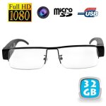 Lunettes de vue camera espion full hd 1080p dv micro sd usb demi lune 32go video yonis