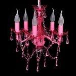 Lustre en cristal rose classique plafonnier 5 feux lampe luminaire 240310