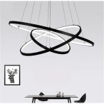 Lustre dint�rieur waves - moderne - lampe � led - noir - avec 3 anneaux noir et blanc - salon la salle ...