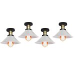 Lustre industrielle en m�tal blanc - wottes - abat - jour e27 40w - bureau - fer forg� - ext�rieur