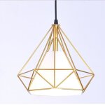 Lustre en m�tal cage or luminaire � suspension forme diamant abat - jour lampe de plafond style r�tro ...