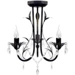 Vidaxl lustre mtal noir style art nouveau perles crystal 3 ampoules e14 lampe 241385