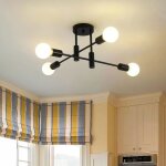 Lustre moderne ganeed - 4 lumi�res - e27 - noir - aluminium - int�rieur - 60w ampoules non incluses