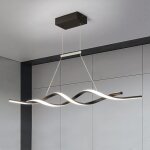 Ganeed - lustre moderne - suspension led dimmable avec t�l�commande - forme d?onde acrylique - noir