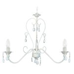 Lustre - pampilles - 55x55x90 cm - acier - verre - blanc crus