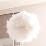 Lustre en plumes - e27 - 40w - blanc - 30 cm