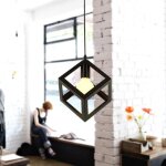 Lustre rtro plafonnier cage cube noir suspensions luminaire vintage en mtal pour salon chambre salle ...
