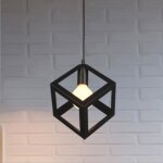 Lustre rétro plafonnier cage cube noir suspensions luminaire vintage en métal pour salon chambre salle ... Lustre rétro plafonnier cage cube noir suspensions luminaire vintage en métal pour salon chambre salle ...