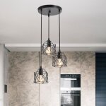 Lustre salon industrielle noir suspension lumi�re c�ble r�glable e27 noirs pour cuisines restaurants ...