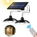 Lustre solaire extérieur double tête led Étanche ip65 3 niveaux de luminosité réglables avec télécommande ... Lustre solaire extérieur double tête led Étanche ip65 3 niveaux de luminosité réglables avec télécommande ...
