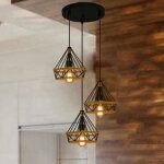 Lustre suspension industrielle 25cm en forme diamant corde de chanvre ajustable luminaire pour salle ... Lustre suspension industrielle 25cm en forme diamant corde de chanvre ajustable luminaire pour salle ...