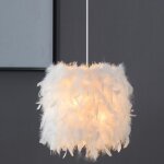 Lustre suspension en plumes blanche 23cm abat - jour rtractiles luminaire plafonnier pour chambre de ...