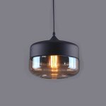 Lustre verre industrielle noir cylindre aplatie style retro plafonnier eclairage plafond abat - jour ...